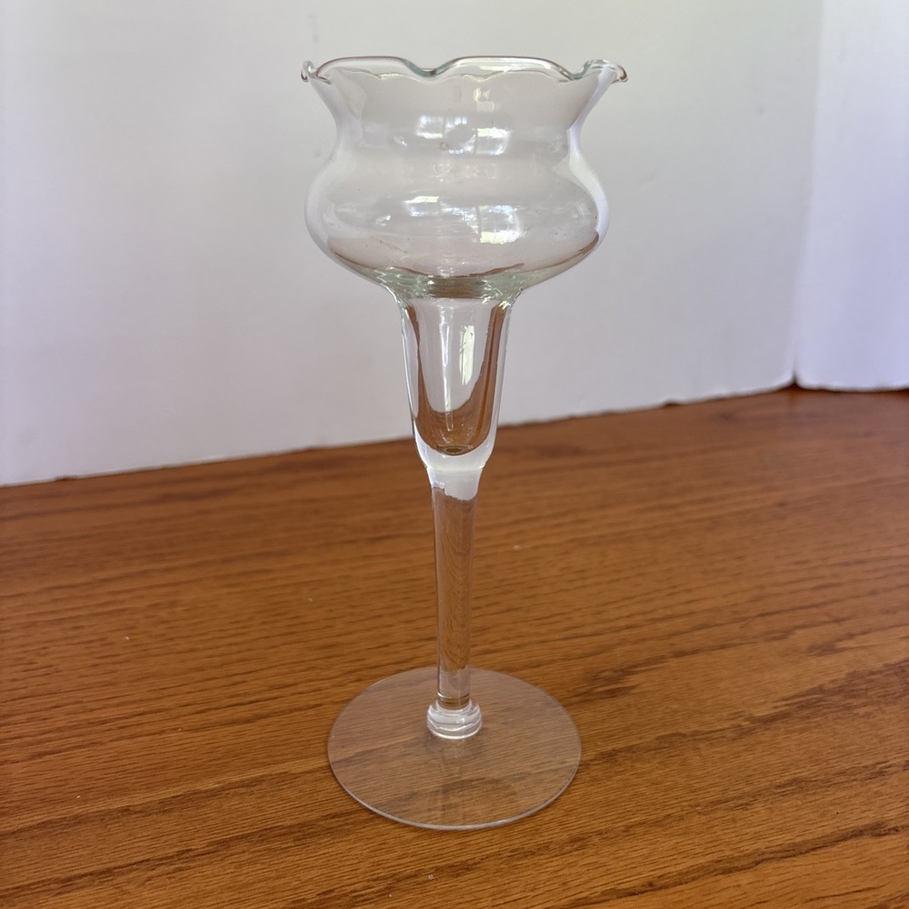 Princess House Heritage Hand Blown Scalloped Crystal Candle Holders Vintage